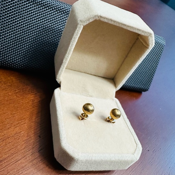 10K Yellow Gold Dome Stud Earrings - Picture 3 of 11